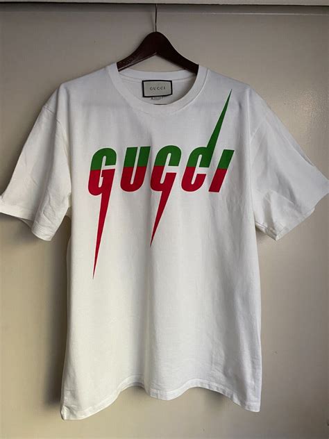 red gucci logo t shirt|red and white Gucci shirt.